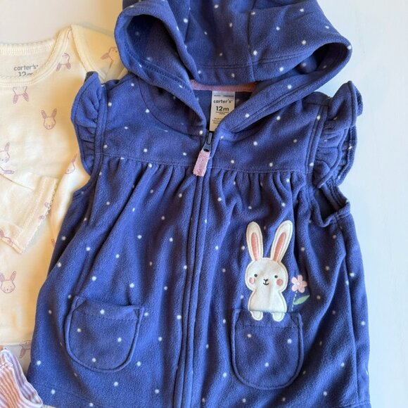 NWT Baby 3-Piece Bunny Fleece Little Vest Set - Picture 7 of 12